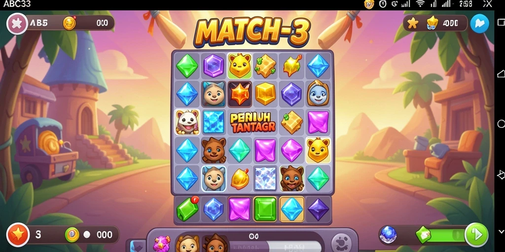Tangkapan layar gameplay ABC33 yang penuh warna dan menantang.