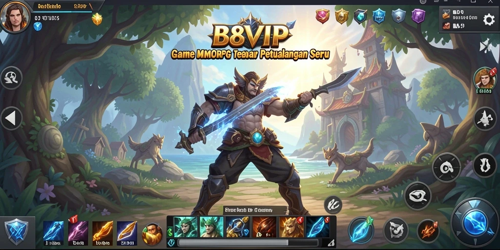 Tangkapan layar gameplay B8VIP menampilkan serunya petualangan MMORPG.