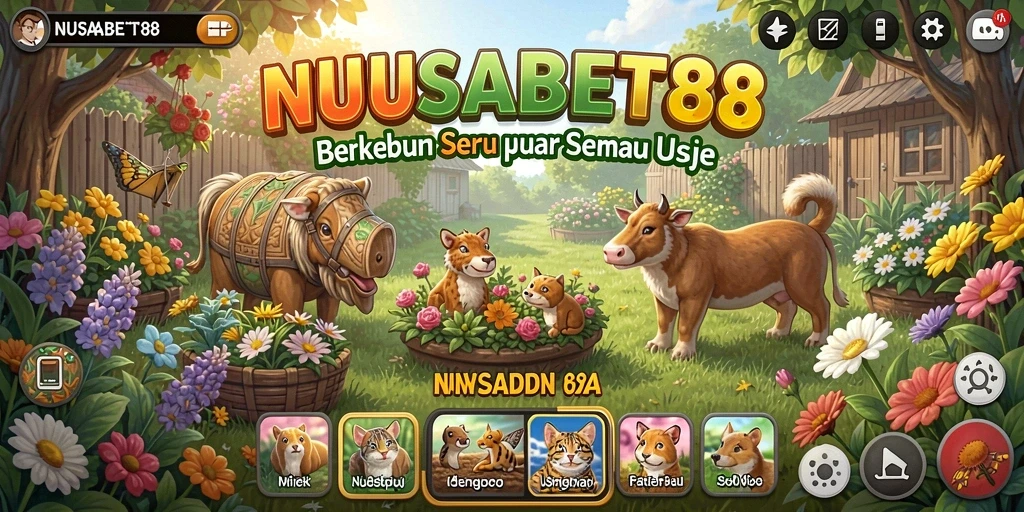 Screenshot NUSABET88 menampilkan kebun indah dengan berbagai tanaman.