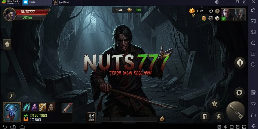 Gameplay NUTS777 yang menakutkan dalam suasana gelap.